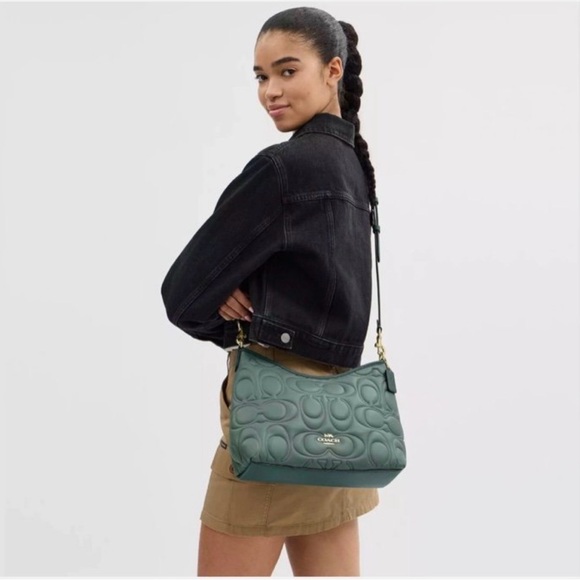Coach Laurel matching Shoulder Bag and Wallet In Blocked Signature Leather - Picture 9 of 9